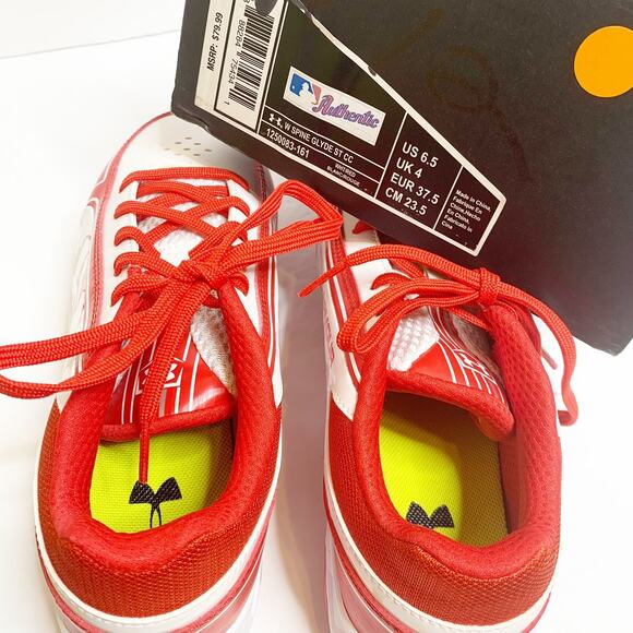 Under Armour Women's 6.5 Softball Cleats Spine Glyde ST CC Red White Fast Pitch - Picture 8 of 9